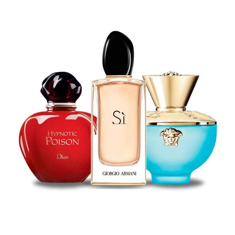 Set 3 Düfte: Hypnotic Poison Dior, Si Giorgio Armani und Dylan Turquoise Versace 100 ml