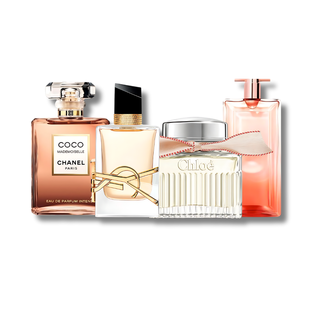 Set 4 Düfte: Coco Mademoiselle Chanel, Libre Yves Saint Laurent, Chloé Signature und Lancôme Idôle 100 ml